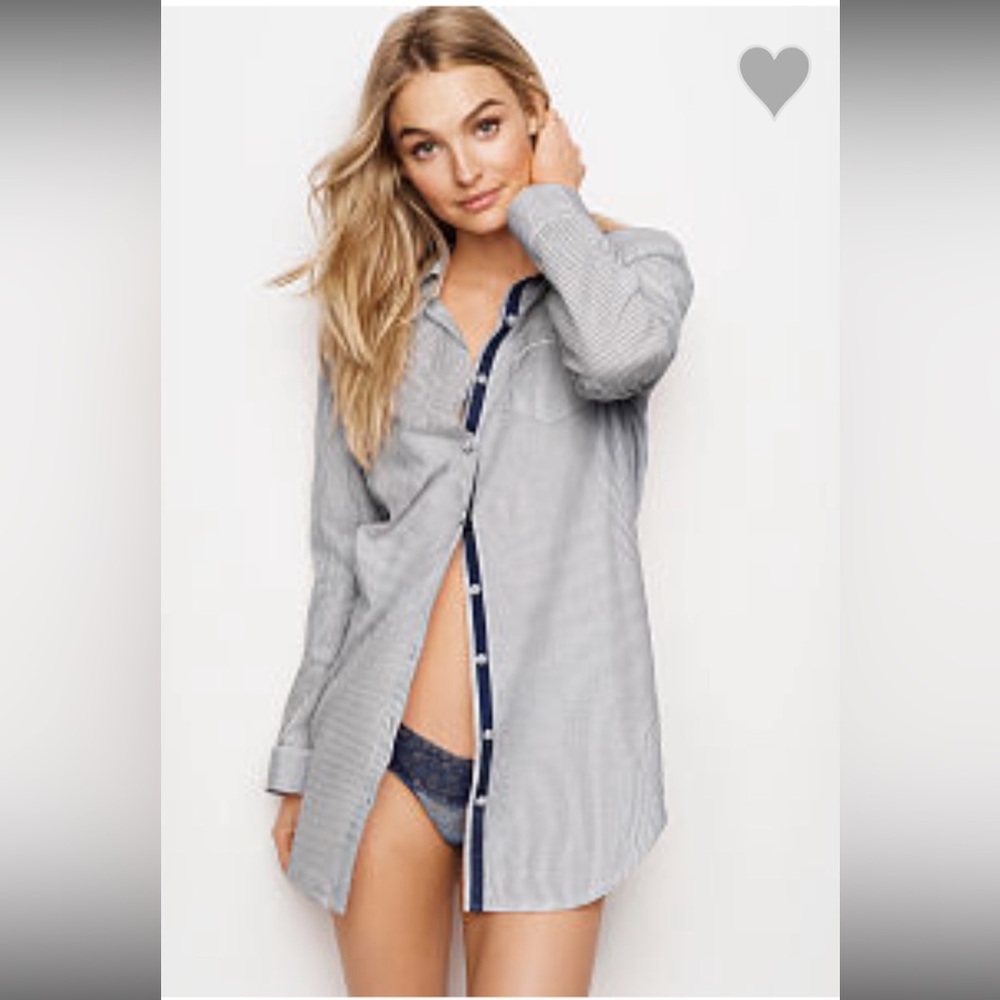 Victorias Secret Light-Weight Button-Front Pj/Lounge Sleep Shirt Size L